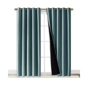 NICETOWN 100% Blackout Window Curtain Panels, Cold and Full Light Blocking Drapes with Black Liner for Nursery, 84 inches Drop Thermal Insulated Draperies (Aqua, 2 Pieces, 70 inches Wide Each Panel)