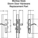 ReigaHood Offset Euro Mortise Storm Door Handle Complete Set Fits for Pella Screen Door Hardware, 2-1/2" Handle PZ, 7/8" Backset, 7-1/4" Trimplate H.C., Non-Handed, Matte Black