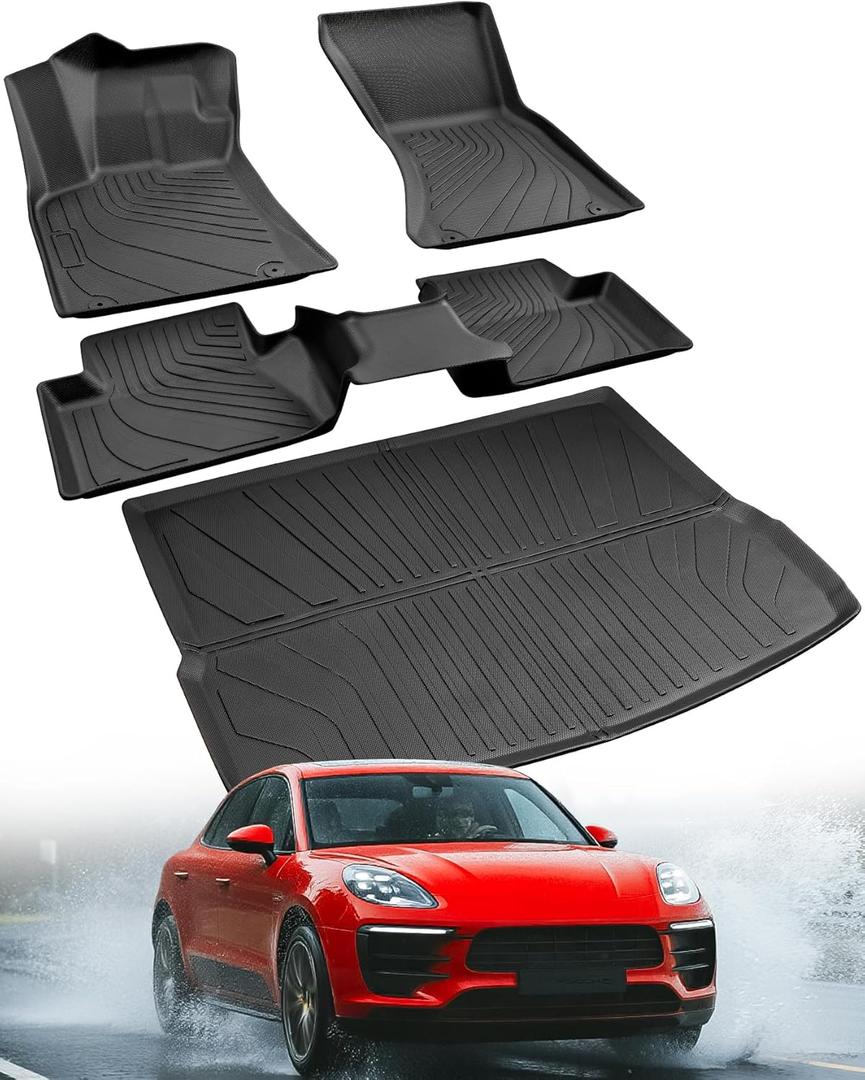 2014-2025 Floor Mats for Porsche Macan, All Weather Cargo Liner for Macan S/Turbo/S Diesel/GTS, Automotive Trunk Carpet Tech, Car Accessories Black 2015 2016 2017 2018 2019 2020 2021 2022 2023 2024
