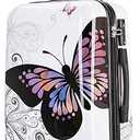 nUSA Butterfly Print Luggage with Spinner Wheels | Durable Lightweight Hardside Suitcase | Travel Bag with Handle and Trolley | 20 Inch Carry-On Spinner Luggage