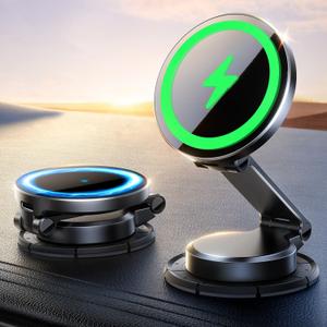 JOYROOM for MagSafe Car Mount Charger, [All-Metal] 15W Fast MagSafe Car Charger, Hands Free Magnetic Phone Holder for Car Dashboard for iPhone 16 Pro Max Plus/iPhone 15 14 13 12 Pro Max Plus, Black