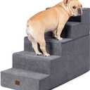 5-Step Dog Stairs for High Beds, Non-Slip Pet Steps for Small Dogs & Cats, Grey, 22.6" H