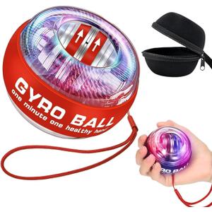 Torque-Ball Hand Exerciser, Wrist Power Gyro Ball, Curaball Hand Exerciser, Grip Strength Trainer, Hand Strengthening Devices, Wrist Strengthener, Finger Exerciser, Auto-Start Colorful Lighting (Red)