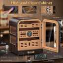 Cigar Humidor, 4 Side Windows humidor Cigar Box, Cedar Wood Drawer Humidor, with LED Lighting System, Digital Thermometer and 2 Cigar Humidifiers, Glass Top Cigar Case for 80-120 Cigars