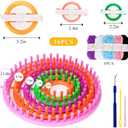 2 x LOVEINUSA 16PCS Knitting Loom and Pompom Maker Set, Pompom Maker Set Pom Makers Pompom Maker with Yarn Skeins for Beginners Christmas Hat Scarf Shawl Sweater Socks