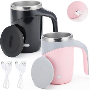 Reespring Self Stirring Coffee Mug, Auto Stirring Coffee Mug Rechargeable Self Mixing Coffee Cup for Coffee, Tea and Milk - 2 Pack (Model Combo 2)
