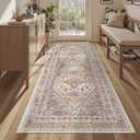3x6 Runner Rug, Thin Entryway Non Slip Washable Rugs for Entryway, Runners for Hallways, Low Pile Vintage Soft Rugs for Living Room, Kitchen, Bedroom Rug(Orange,3'x6')