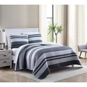 Nautica - King Quilt Set, Cotton Reversible Bedding, Bedding Set for All Seasons (Ardmoore Grey, King)