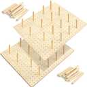 Kigley 6 Pcs Wood Pegboard Drawer Organizer with 48 Pegs - Peg Drawer Organizers for Dishes & Food Containers (20.98x5.91)