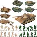 PROLOSO Military Army Playset 8 Take Apart Battle Tank Models and 20 Tiny Toy Soldiers