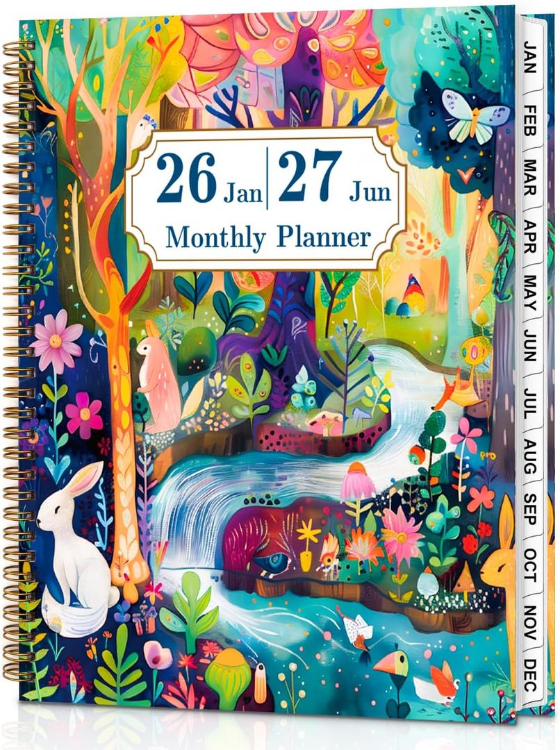 Monthly Planner 2026-2027 - Jan. 2026 - Jun. 2027, 18 Month Calendar 9" x 11", Large Monthly Planner 2026-2027 with Tabs, Spiral Bound Planners for Office School and Home Organizing