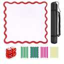 32.4 In Scalloped Mahjong Mat，Anti Slip Noise Reduction Mahjong Accessorie Mahjong Table Mat，Majiong Mat For Travel，Comes With 4 Dice And 1 Mahjong Mat Storage Bag,4 Mahjong Shuffle Cards (Red)