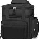 Expandable Lunch Box Cooler Bag - Insulated Heavy Duty Lunch Bag for Men Women - Large Lunchbox for Adults Work Outside Picnic Black 15L