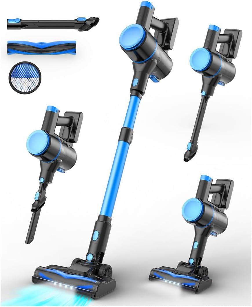N8 Cordless Vacuum Cleaner,Lightweight Stick Vacuum with Powerful Suction,2200mAh Battery,40 Mins Runtime,Self-Standing, Rechargeable Vacuum Cleaners for Home Hardwood Floor Carpet Pet Hair