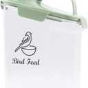 2.8L Airtight Bird Seed Storage Container With Handle and Measuring Cup - Portable Pet Food for Wild Bird Sunflower Seed - BPA Free Transparent/Green