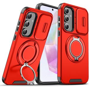 for Gabb Phone 4 Pro Case with Slide Camera Cover and Rotating Kickstand Ring, Slim Magnetic Shockproof Accessories Case for Gabb Phone 4 Pro (Red)