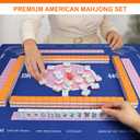 American Mahjong Tile Set - 166 Mah jongg Tiles Game Sets 1.2-inch Complete Cute Travel Mah Jong, Beautiful Pretty 1.2 Majong Only, 3D Carving Mahjongg with Bag and Dice Accessories (Orange)