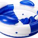 SWIMLINE Inflatable Island Pool Lounger Multi-Person Conversation Float with Backrest & Armrests, Large 75", Luxury Sofa-Style, Blue & White