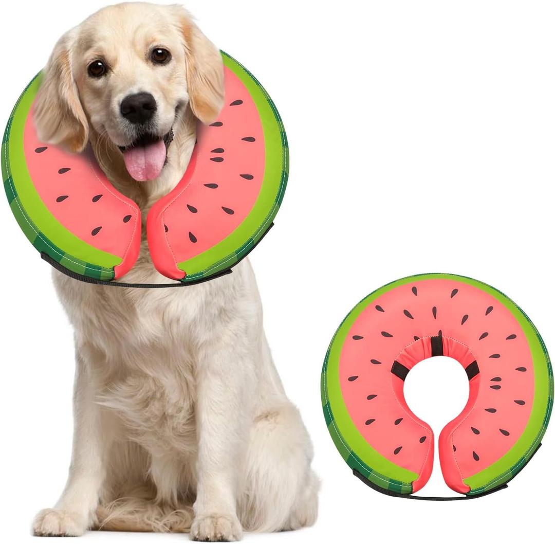 MIDOG Soft Inflatable Dog Cone, Donut E-Collar Alternative for After Surgery, Prevents Licking, Allowing Normal Eating & Vision, Comfortable Recovery Collar for Dogs & Cats, Red-L