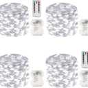 4 Pack 100 LED Fairy Lights Battery Operated with Remote, 33FT Waterproof Twinkle Lights with Timer & 8 Modes, Fairy String Light Outdoor Indoor for Bedroom Classroom DIY Christmas Decor (Cool White)