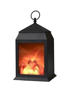 Fireplace Lantern and Battery Operated USB Operated 6 Hour Timer Included Tabletop Fireplace Lantern Indoor/ Outdoor Fireplace Lamp (1 Pack House Shape No Heater Function Size:6.3x5.5x12 Inch)