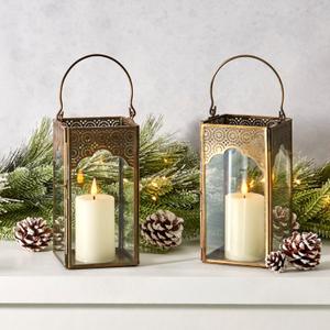 LampLust Lantern Candle Holder, 2 Pack, 6.5 Inch Candle Lantern Centerpieces for Tables, Ramadan Lanterns for Table Top Decor, Ramadan Decorations for Home, Wedding Table Decor, Moroccan Lantern (Nama)