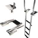 Stainless Steel in-Board 4 Steps Telescoping Ladder Folding Dock Ladder for Marine Boat Yacht Swimming Pool 600lbs Capacity with L Handrails