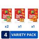 RITZ Toasted Chips Variety Pack, Cheddar, Sour Cream and Onion, and Original Crackers, Party Snacks, Bulk Snacks, 4 Bags (EXP 06/06/26)
