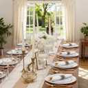 WDF Partyware 350Piece Gold Dinnerware Set for 50 Guests - Gold Plastic Plates with Disposable Cutlery - 50Dinner Plates-50Dessert Plates-50Pre Rolled Napkins with Silverware for Wedding/Mother's Day