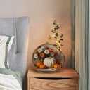 DILSJ Fall Pumpkin Round Wall Art Decor, Farmhouse Harvest Autumn Pumpkin Floral Canvas Wall Art Framed, Vintage Fall Hanging Decorations for Home Bedroom Living Room, 10x10 Inch