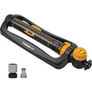 Melnor 65133AMZ XT Turbo Oscillating Sprinkler W/Timer, 4,500 sq. ft., Quick Connect Bundle, 2-Way Adjustable, Black, Yellow (2-Way Adjustable With Timer)