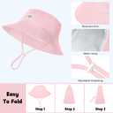 Cooraby 4 Pack Baby Sun Hat Breathable Bucket Hat Toddler Sun Protective Adjustable Hats with Wide Brim for Baby Girl Boy