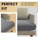 PrinceDeco 2 Piece Loveseat Sofa Slipcovers for T Cushion Couch Cover T Shaped 2 Cushion Couch Sofa Seat Cover with Elastic Bottom Pets Friendly Jacquard Small Checked,Ivory