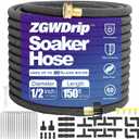150FT 1/2" Water-Saving Soaker Hose with Solid Brass Connectors, Drip Irrigation Kit for Lawn & Landscaping with Metal Ground Stake & Accessory Kit