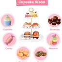 5 Pcs Dessert Table Display Set - 2 Pcs 3-Tier Dessert Display Stands & 3 Pcs Serving Tray - Dessert Trays Dessert Stands Treat Table Displays Set for Tea Parties, Birthdays & Baby Showers, White