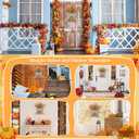 Thanksgiving Fall Door Hanger Basket Wreath Orange Pumpkin Wreath, Artificial Autumn Pumpkin Wreaths with Mixed Leaves Sunflower for Front Door Indoor Outdoor Decor Farmhouse Harvest Orange Wreaths