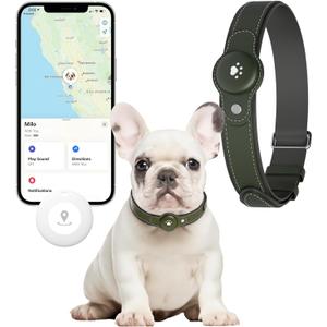 2-in-1 GPS Tracker for Dogs: Smart Pet Collar with Real-Time Tracking,No Monthly Fee/Subscription (iOS Only) Waterproof, Anti-Lost,365-Day Long Battery Life GPS Tracker Dog Collar(Tracker Included) (Green)
