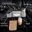 4-in-1 Car Back Seat Organizer, Leather Multifunctional Car Storage Box with Cup Holders, Seat Organizer for Phone, Snacks, Drinks & Handbag (Gray)