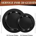 Bestluck 100PCS Black Plastic Plates, Black Disposable Plates for 50 Guests, 50 Dinner Plates 10.25 inch and 50 Dessert Plates 7.5 inch for Party, Graduation, Wedding