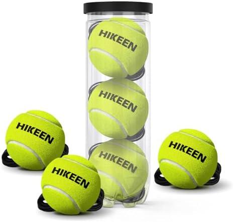 Hikeen Premium Tennis Trainer Rebound with Metal Base,Portable Solo Tennis Trainer Set with 3 Highly Elastic String Balls,Tennis Practice Equipment for Adult Kids an Beginners