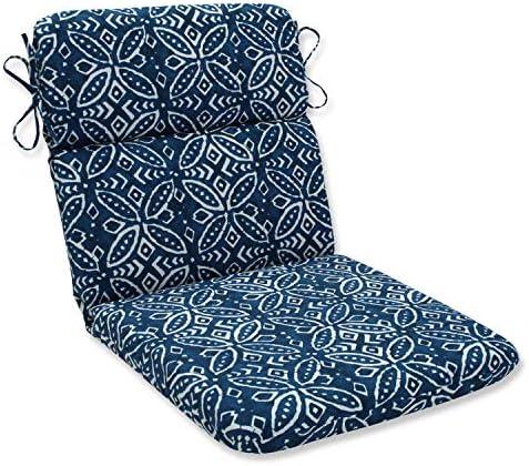 Pillow Perfect Outdoor/Indoor Round Corner Chair Cushion, 40.5" x 21", Blue Merida Indigo