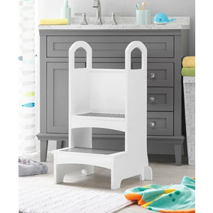 whitmor High-Rise Step-Up - White: Two Step Stool with Handles and Safety Non-Slip Treads and Anti-Tip Feet for Kids and Adults- Quality Learning Furniture  16' W x 31' H x 18'' D