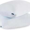 Serta Won't Go Flat Standard/Queen Size Set of 2 Down Alternative Cooling Bed Pillows, Extra Life Foam Core with Medium Support, Perfect for Back, Stomach or Side Sleepers, White