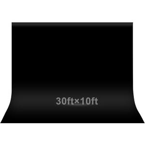 EMART 30x10 ft Black Backdrop for Photoshoot, High Density Polyester Fabric Pure Backdrop Curtain, Black Photography Backdrop for Portrait Photoshoot, Video Recording