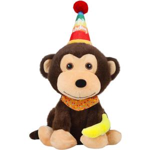 Funny Dancing Singing Monkey Stuffed Animal Musical Stuffed Animal Singing Day-o Song Monkey Plush Toy/Repeat what you say/Singing and Head Movement/Happy Birthday Gifts for Boy Girl Kids 12" (Brown)