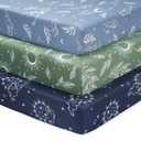 Baby Crib Sheets for Boys and Girls, 3 Pack Fitted Toddler Bed Sheets Neutral for 52”x28” Standard Crib and Toddler Mattresses, Super Soft Microfiber Green Starry Sky