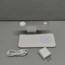 GUSGU 3 in 1 Charging Station for MagSafe Wireless Charger with Three-Level Night Light, 15W Max Fast Charging for iPhone 17/16/15/14/13/, Apple Watch Series 2-11/SE 3/ Ultra 3, AirPods Pro 3-Gray (IOS, White)