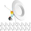 LUXRITE 5/6 Inch LED Recessed Retrofit Downlight, 14W=90W, CCT Color Selectable 2700K | 3000K | 3500K | 4000K | 5000K, Dimmable Can Light, 1100 Lumens, Wet Rated, Energy Star (Pack of 1, Count of 16)