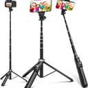 BZE 62 inches Extendable Selfie Stick Tripod with Wireless Remote & Phone Holder, Portable Aluminum Alloy 3 in 1 Stand for Group Photos, Vlogging & Travel Compatible with All Smartphones