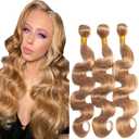 Honey Blonde Human Hair Bundles Color #27 Body Wave Single Bundles Human Hair 18 Inch Double Weft Unprocessed Virgin Remy Hair Extension 100g Per Bundle